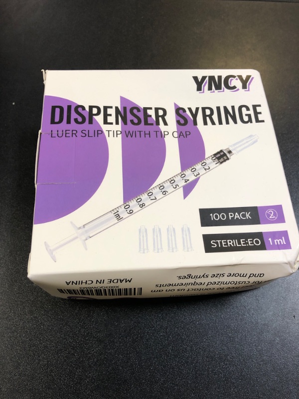 Photo 2 of 1ml Sryinge with Cap, Luer Slip Tip, Whole Pack Bulk Sterile Sealed, No Needle (100 pcs, 1ML)