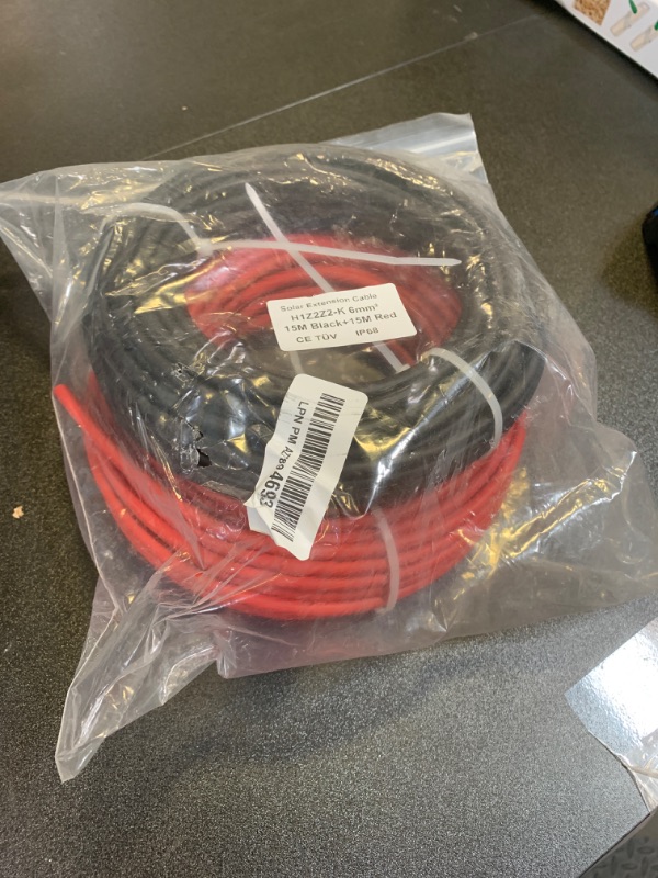 Photo 1 of Vansdon 2x50 Feet Solar Panel Extension Cable, 10AWG Solar Cable, Solar Panel Cable with Female and Male Waterproof Connectors for RV, Photovoltaic Systems (50FT Red + 50FT Black)