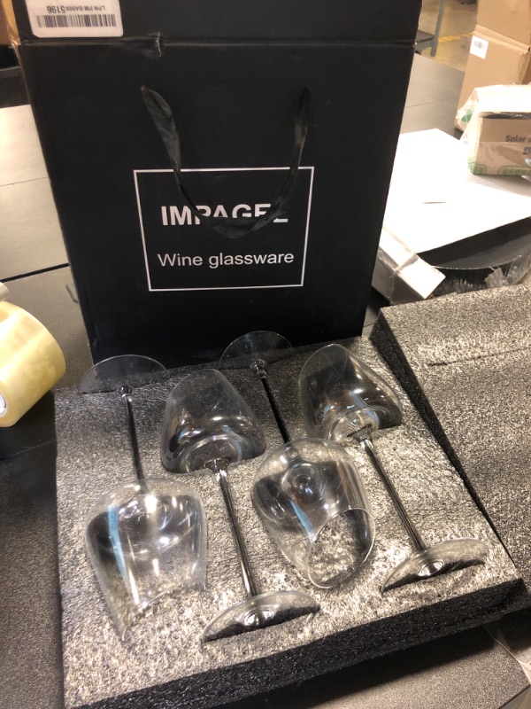 Photo 1 of Slanted Red/White Wine Glasses, Set of 4, Elegant Hand-Blown Long Stem Wine Glasses with Unique Concave Base, Modern Premium Crystal Glassware, Gift for Wedding,Wine Tasting,and Christmas-13.5 oz