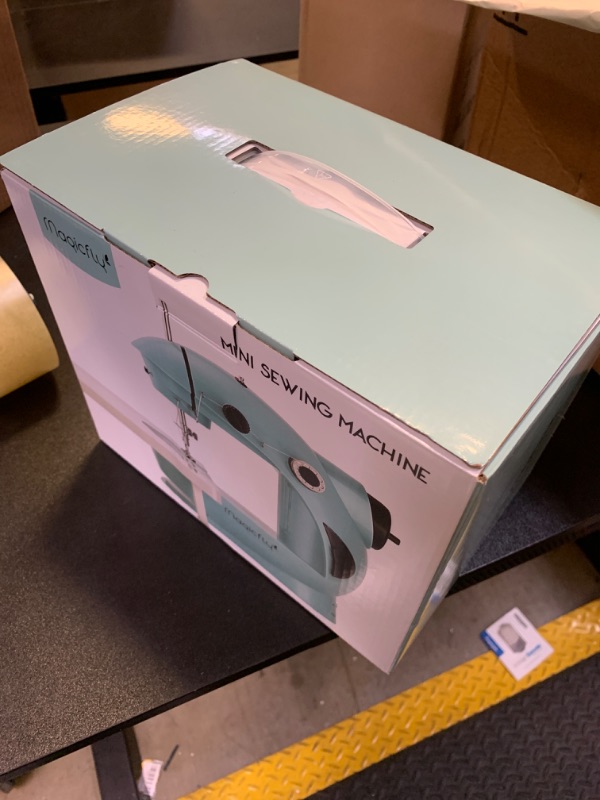 Photo 1 of Magicfly Mini Sewing Machine with Extension Table, Dual Speed Portable Sewing Machine for Beginners with Light, Sewing Kit for Household Use, Blue