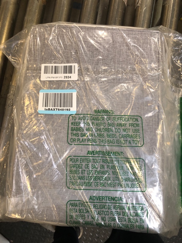 Photo 1 of Bagnizer Large Fabric Storage Baskets | 50L Storage Bins, Decorative Linen Closet Baskets with Handles for Organizing, Shelf, Toys, Clothes, Home, Office, Nursery, 17x12x15Inches (Grey&White)