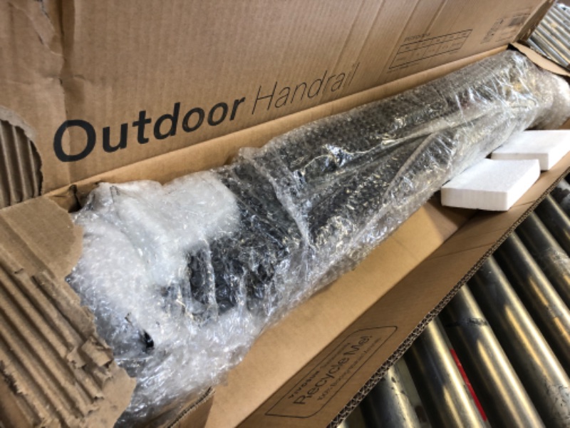 Photo 1 of VIVOSUN Outdoor Handrail, 3 Step Stair Handrail, 40" x 36" Fits 1 to 3 Steps, Wrought Mattle Iron Handrail for Concrete Steps, Porch Steps, One-Step Assembly, Black