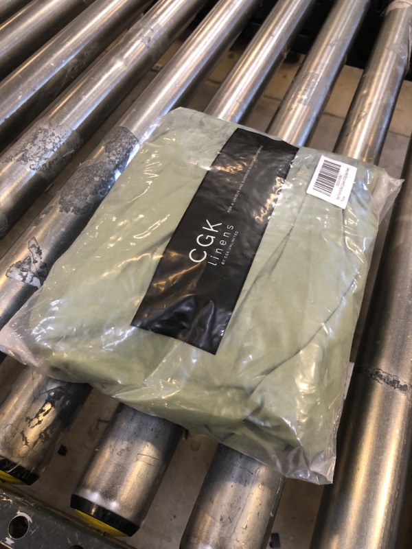 View 2 of Wrap Around Dust Ruffle Bed Skirt – Sage Green - Made for Full Size Beds with 15 in. Drop – Easy Fit Elastic Strap - Pleated Bedskirt with Brushed Fabric - Wrinkle Free, Machine Wash - by CGK Linens