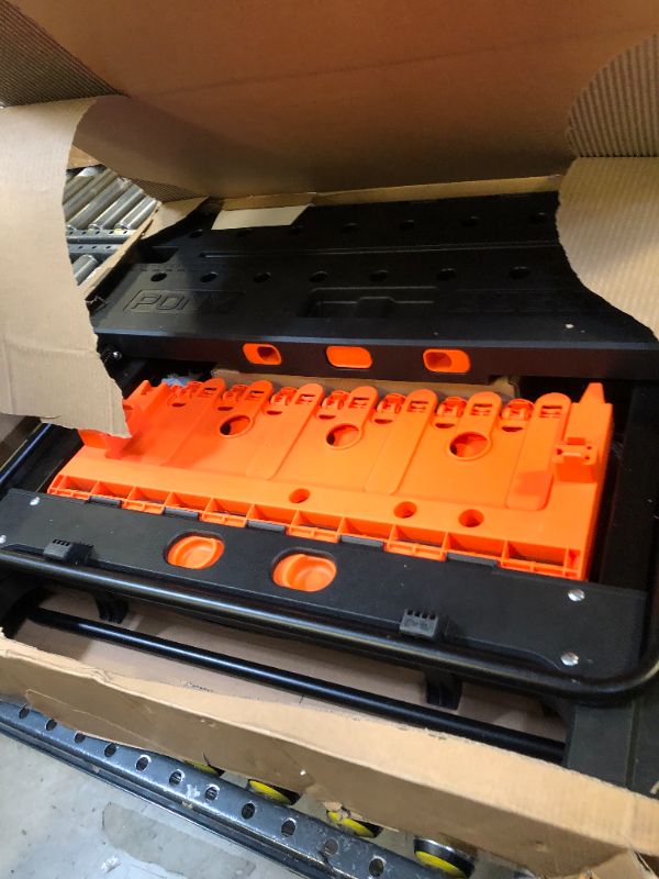 Photo 1 of Pony Portable Folding Work Table, 2-in-1 as Sawhorse & Workbench, 31” W×25” D×25”-32”H, Large Load Capacity with 4pcs Clamps, 4pcs Bench Dogs