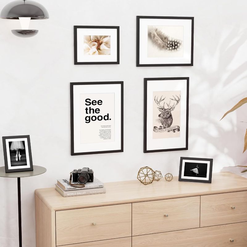 Photo 1 of Venusmiles 20x30 inch Picture Frame, 20x30 Photo Frame with 16x24 Removable Mat - High Definition Plexiglass - Vertical and Horizontal Display - Wall Hanging Poster Frame - Black