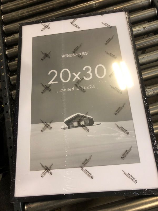 Photo 1 of Venusmiles 20x30 inch Picture Frame, 20x30 Photo Frame with 16x24 Removable Mat - High Definition Plexiglass - Vertical and Horizontal Display - Wall Hanging Poster Frame - Black