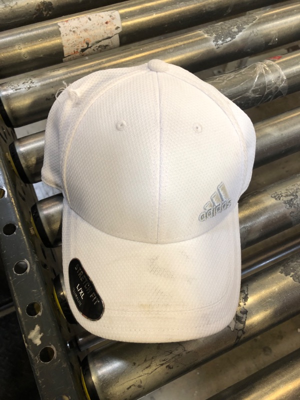 Photo 1 of adidas Men's Release Stretch Fit Structured Cap, White/Clear Grey, Large/X-Large