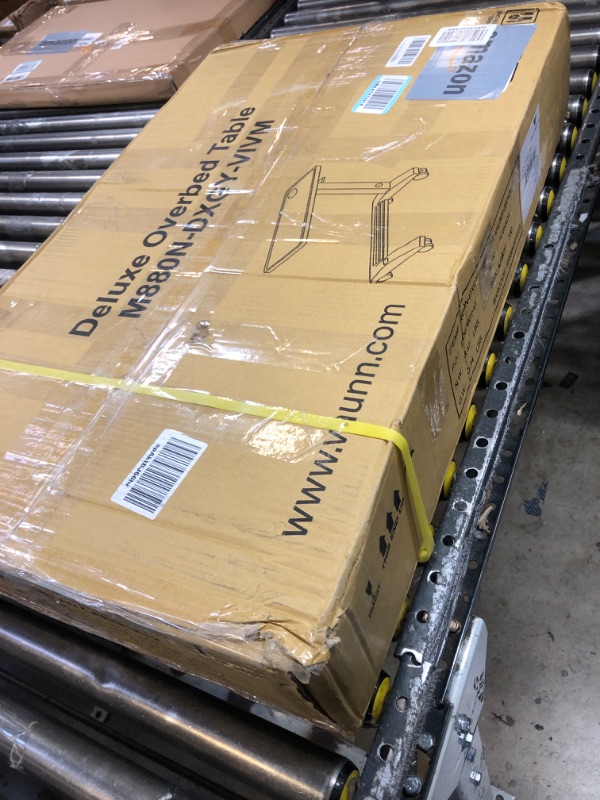 Photo 1 of Vaunn Medical Adjustable Overbed Bedside Table with Wheels (Hospital and Home Use), New Tabletop, Light Gray