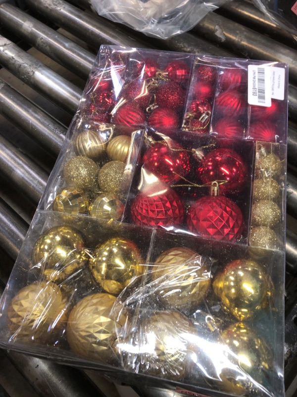 Photo 1 of 100PCS Christmas Ball Ornaments, Assorted Shatterproof Christmas Tree Decorations, Seasonal Decorative Hanging Baubles Decor Set for Xmas/Holiday/Party, Glitter&Painting Ornament Set (Red)
