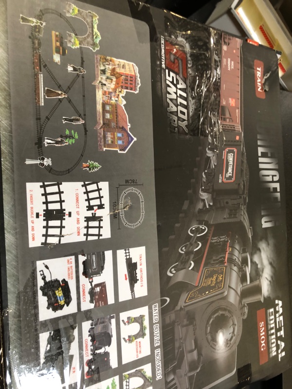 Photo 1 of Baby Home Electric Metal Alloy Model Train Set?with Realistic Train Sound?Lights and Smoke (3 Carriages)