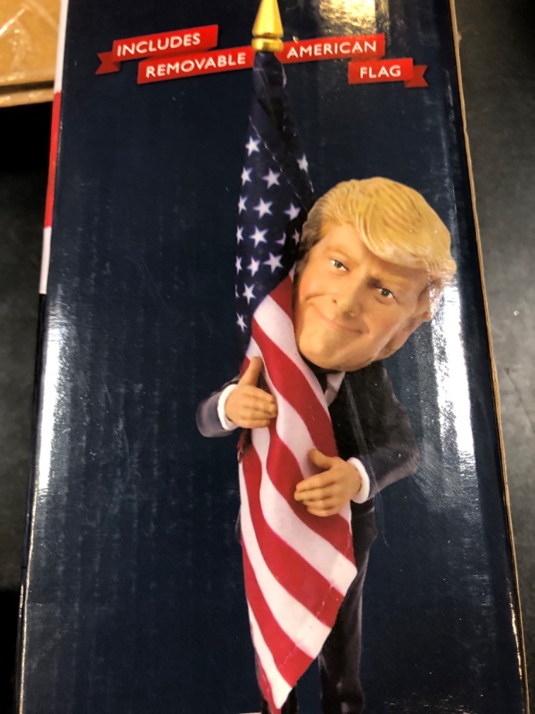 Photo 2 of Proud Patriots Donald Trump Bobblehead | (Trump Holding American Flag - Cloth Flag Included)