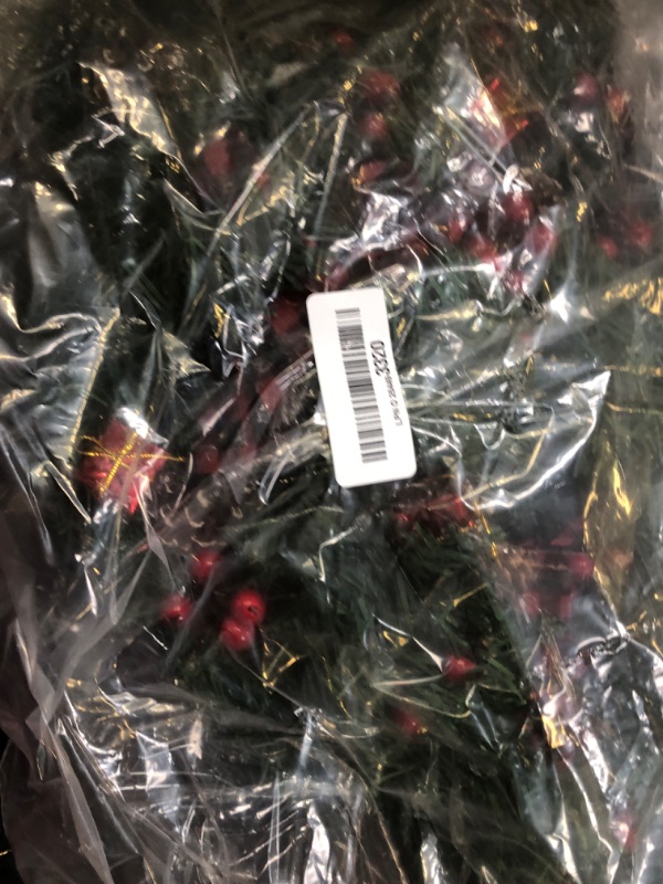 Photo 1 of Lyrow 4 Pcs Christmas Wreath 13.8 Inches Prelit Small Xmas Wreaths with Red and Black Bow Christmas Door Wreath with Pine Cones Red Berries for Door Outdoor Holiday Party