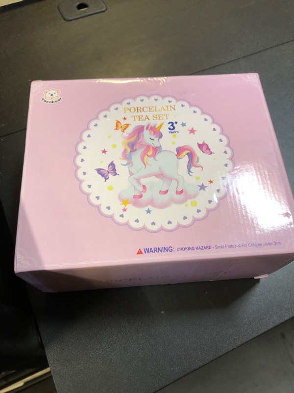 Photo 1 of Tacobear Porcelain Tea Set for Girls Toys Unicorn Gift, 13pcs Tea Party Set with Teapot & Cup & Saucer & Suitcase, Kid Kitchen Pretend Playset Birthday Unicorn Toys for Girls 3 4 5 6-8