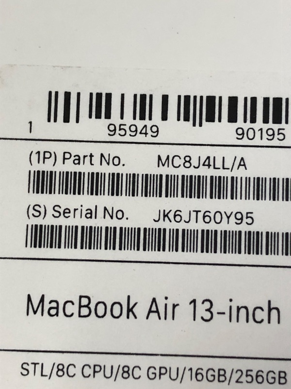 Photo 3 of Apple 2024 MacBook Air 13-inch Laptop with M3 chip: Built for Apple Intelligence, 13.6-inch Liquid Retina Display, 16GB Unified Memory, 256GB SSD Storage, Backlit Keyboard, Touch ID; Starlight