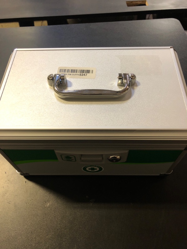 Photo 1 of ZORVIDSON Medicine Lock Box, First Aid Safe Medication Storage Lockbox with Key, Aluminum Daily Medicine Lockable Box with Key 12 x 7.87 x 7.68 Inch (Medium)
