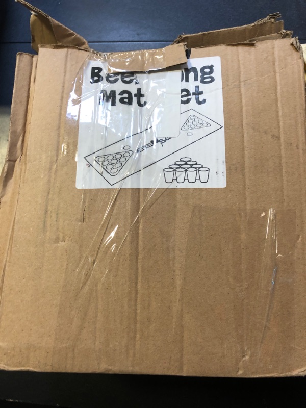 Photo 1 of noveltymeme 45 PCS Glow in the Dark Beer Pong Table Mat, Drinking Game Pong Game with Party Cups, Glow Pongs for Indoor Outdoor Party Game Party Supplies Decoration Flashing&Red&Blue