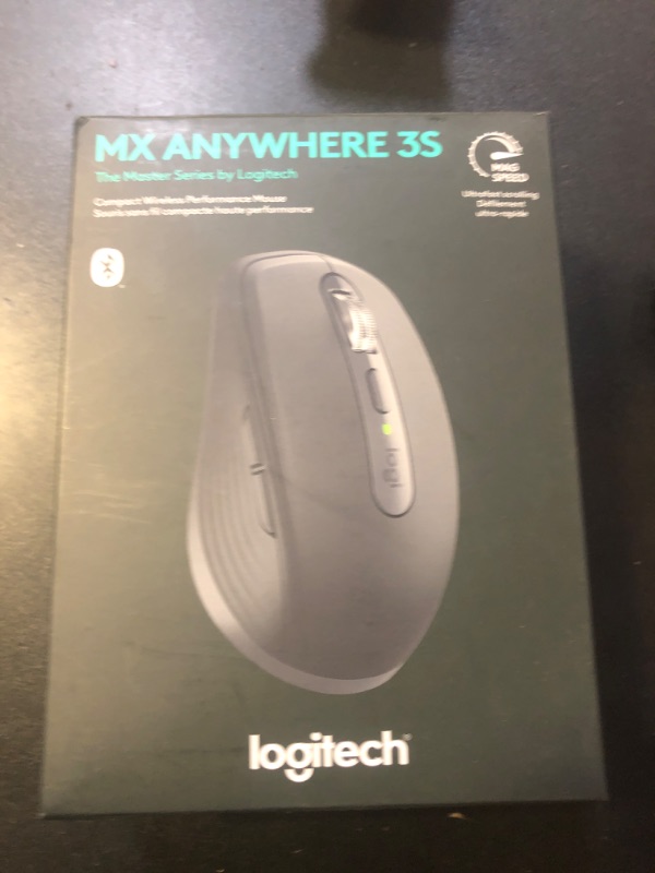 Photo 2 of Logitech MX Anywhere 3S Compact Wireless Mouse, Fast Scrolling, 8K DPI Any-Surface Tracking, Quiet Clicks, Programmable Buttons, USB C, Bluetooth, Windows PC, Linux, Chrome, Mac - Graphite
