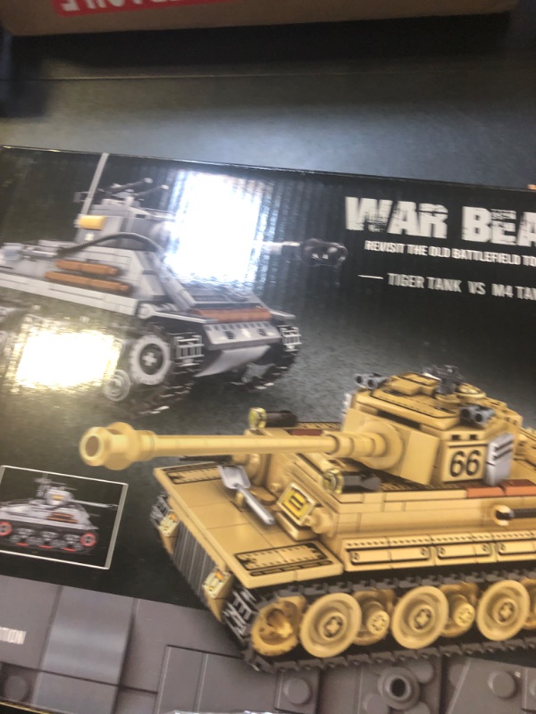 Photo 1 of WW2 Army Tank Toys Building Kit, Create a German Tiger & an American M4 Sherman Tank Models with 1184 Blocks, Great Military Gifts for Boys Kids Age 8-14