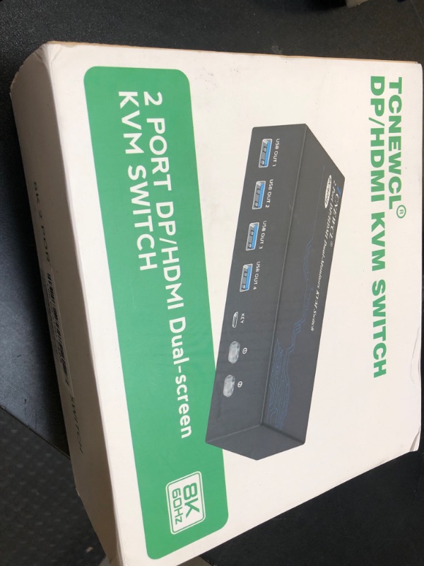 Photo 2 of TCNEWCL HDMI DP KVM Switch Dual Monitor, 2 PC 2 Monitor 4K@120Hz 8K@60Hz, Displayport 1.4 HDMI 2.1 USB 3.0 KVM, Support Extended & Copy Mode with 2 HDMI and 2 DP and 2 USB Cables