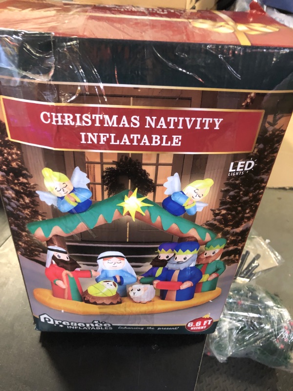 Photo 2 of 2024 Christmas Inflatables Nativity Scene Outdoor Decorations, Large Christmas Blow Up Yard Decorations with LED Lights Nativity Sets for Garden Lawn Xmas Decor