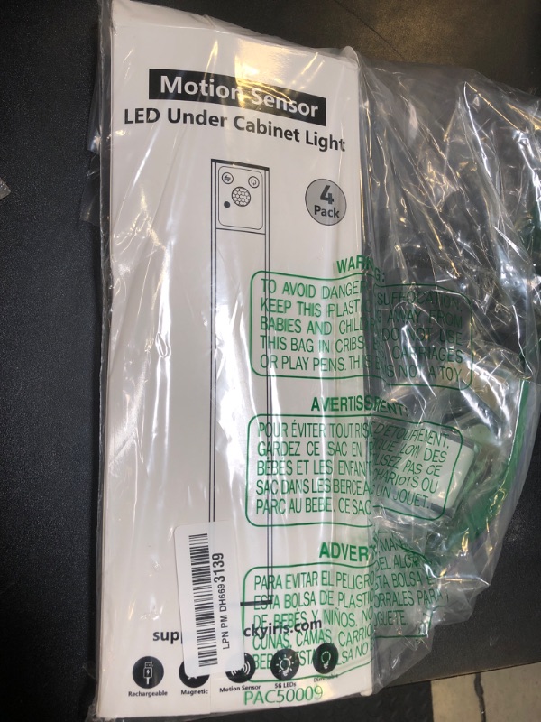 Photo 1 of 56LED Under Cabinet Lighting Wireless, 11.8'' Motion Sensor Light Indoor Rechargeable Under Cabinet Lights, Magnetic Closet Lights Battery Operated, Under Counter Lights for Kitchen (4Pack, Black)