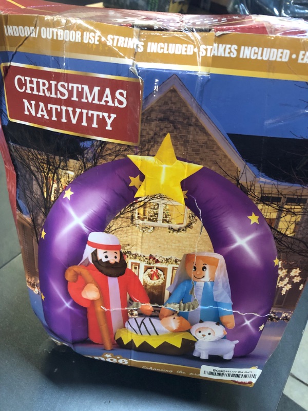 Photo 1 of 8FT FUN LITTLE TOYS 2024 Nativity Scene Christmas Inflatable with LED Lights for Outdoor Yard Decoration