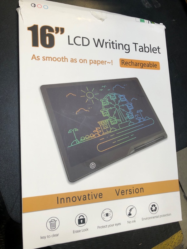 Photo 1 of LCD Writing Tablet,16 Inch Colorful Screen Rechargeable Doodle Board Toddler Educational Toys for 3 4 5 6 Years Old Boys Girls Reusable Portable Drawing Tablet Christmas Toys Gifts for Kids (Black)