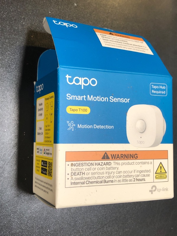 Photo 1 of TP-Link Tapo Motion Sensor, Requires Tapo Hub, Long Battery Life w/Sub-1G Low-Power Wireless Protocol, Wide Range Detection, Adjustable Sensitivity, Real-Time Notification, Smart Action, Tapo T100