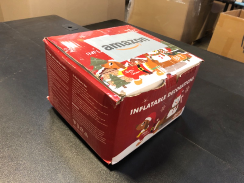 Photo 1 of 8 Ft Outdoor Inflatable Snowman Christmas Decoration with Rotating LED Lights, Dog Inflatable Xmas Yard Decor