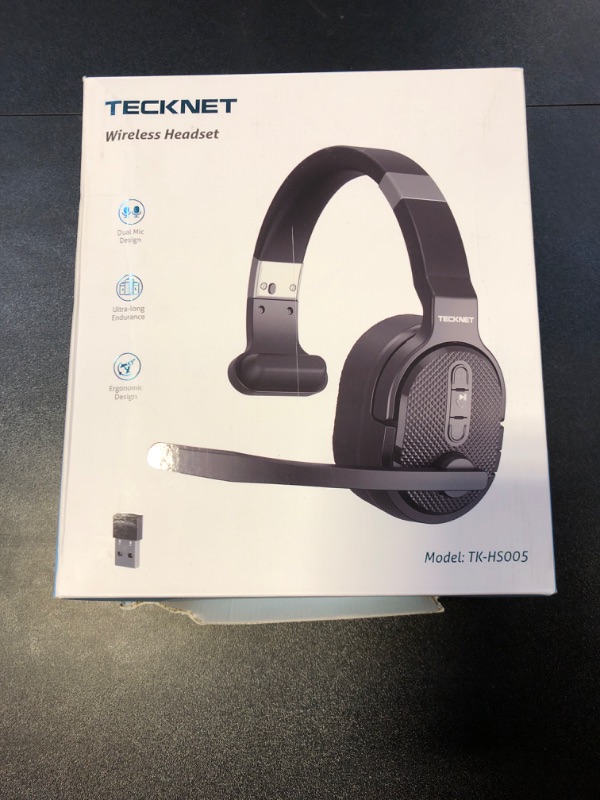 Photo 1 of TECKNET Trucker Bluetooth Headset, AI Noise Canceling 70h Wireless Headphones Bluetooth with Microphone & Dongle, ENC Bluetooth Headset with Mute for PC Phone Laptop Office Home, All Day Comfort