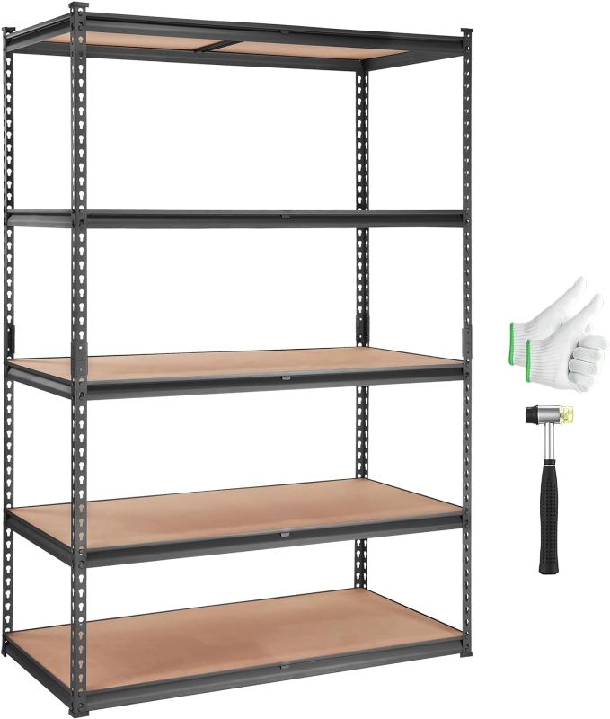 Photo 1 of -FACTORY SEALED- VEVOR Storage Shelving Unit, 5-Tier Adjustable, 2000 lbs Capacity, Heavy Duty Garage Shelves Metal Organizer Utility Rack, Black, 48" L x 24" W x 72" H for Kitchen Pantry Basement Bathroom Laundry
