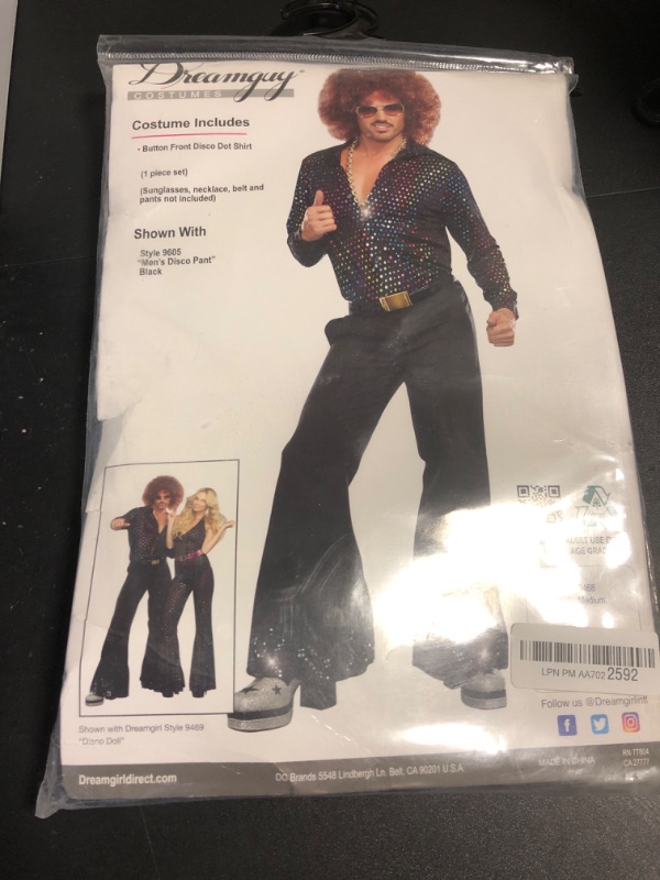 Photo 1 of Dreamgirl Mens 70s Disco Shirt Costume, Adult Fashion Disco Dude Halloween Costume - Medium