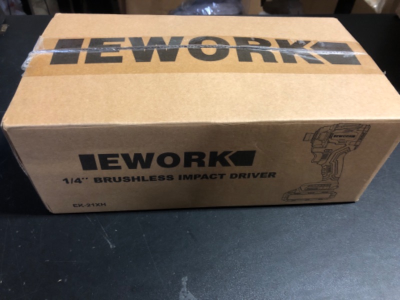 Photo 1 of EWORK Impact Driver 21V Brushless Cordless Impact Driver Set, 4-Speed, 2300 In-lbs, Compact 1/4 Impact Driver Kit with 2.0Ah Battery, Fast Charger, Screwdriver Bit Set, Bit Holder, Belt Clip, Tool Bag