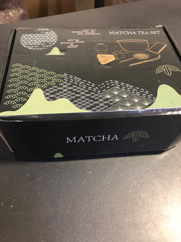 Photo 2 of DWEHIXBUY Matcha Tea Kit 7-Pcs Set, Whisk and Bowl with Spout & Measuring Spoon, Japanese Tea Making Tools,Cha, tea bowl, tea spoon, tea cloth, set the mountain, check the sieve,