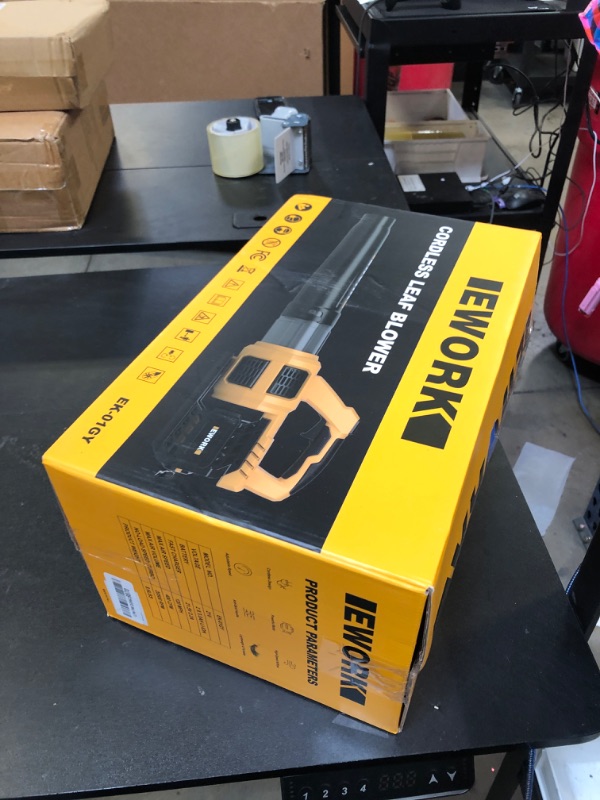 Photo 1 of EWORK Cordless Leaf Blower - 21V Electric Leaf Blower Cordless with (2) 3.0Ah Battery and Fast Charger 400CFM Variable Speed & Turbo Mode - Battery Powered Leaf Blowers for Lawn Care and Patio