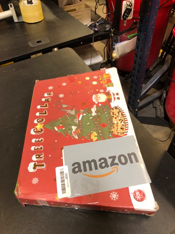 Photo 1 of Red Christmas Tree Collar with Sparkling Sequins,Christmas Tree Collars for Atificial Trees, 33.5 Inch Christmas Tree Skirt, Xmas Tree Stand Base Cover,Holiday Home Decor Tree Ring(Large)