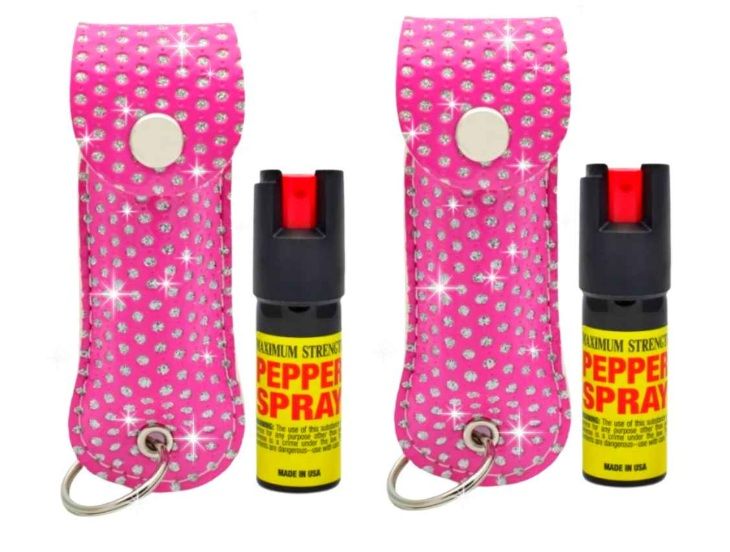 Photo 1 of 2 Pack Pink Diamond Self Defense Cheetah Pepper Spray Maximum Strength 12ft Range UV Dye 