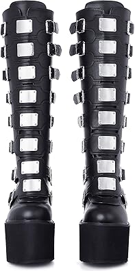 Photo 1 of Size  8 CELNEPHO Women's Wedge Platform Knee High Boots High Heel Round-Toe Zip Punk Goth Mid Calf Combat Boots For Women