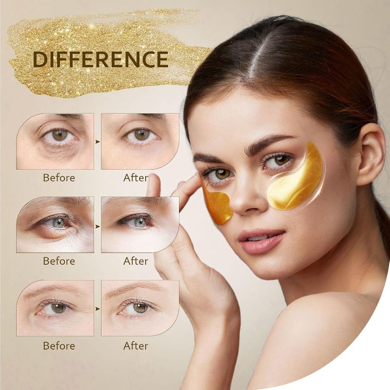 Photo 1 of Under Eye Patches (30 Pairs), 24K Gold Under Eye Mask for Puffy Eyes, Dark Circles,Bags and Wrinkles with Collagen,Relieves Pressure and Reduces Wrinkles,Revitalises and Refreshes Your Skin
