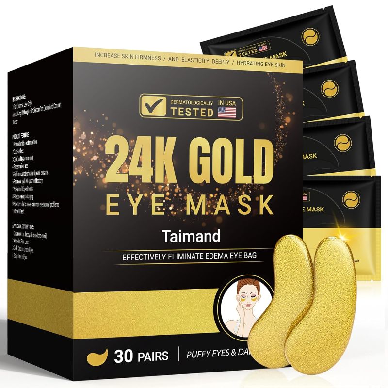 Photo 1 of Under Eye Patches (30 Pairs), 24K Gold Under Eye Mask for Puffy Eyes, Dark Circles,Bags and Wrinkles with Collagen,Relieves Pressure and Reduces Wrinkles,Revitalises and Refreshes Your Skin
