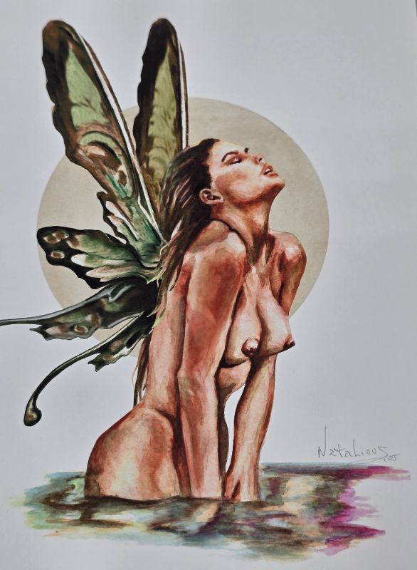 Photo 1 of Cleansing Fairy Drawing By NataLious 2005  - Not Framed

