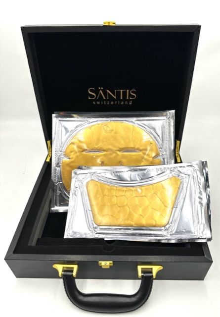 Photo 1 of 24k Gold Face and Neck Mask Set Deep Tissue Treatment Includes 24k Gold Leaf Rose Gold Oil and Hya-luronic Acid Repair Signs of Aging Boost Collagen Production Clear Acne Minimize Scars and Blemishes Leaving Healthy Glow Include 12 Face and 12 Neck Sheets