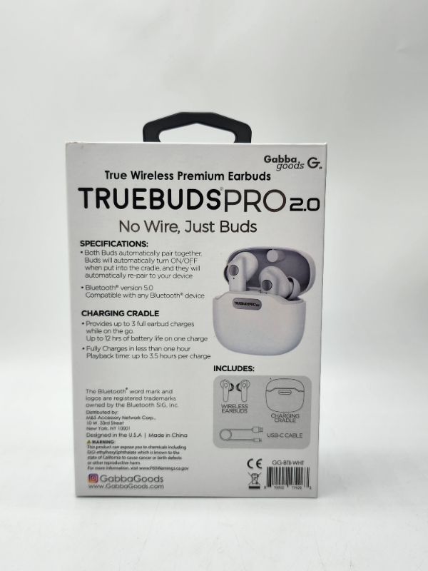 Photo 1 of Gabba Goods Truebuds Pro 2.0 5.0 Bluetooth with Auto Pair and Auto Turn On/Off, HD Sound, Up to 12 Hours of Playing Time Fully Charges Less Then a Hour