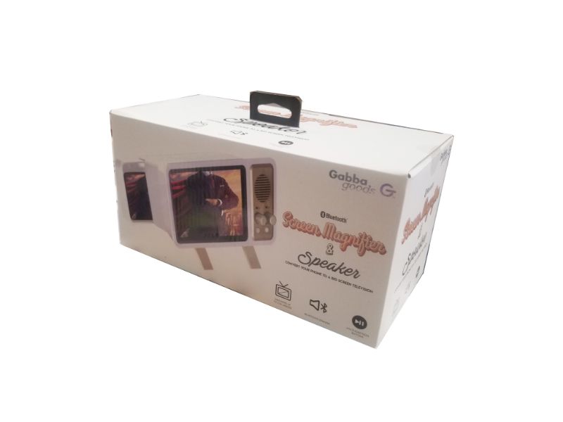 Photo 1 of GabbaGoods  7-Inch Retro TV Video Bluetooth Speaker & Magnifier with Stand – Fits Most Phones – Portable – High Sound Quality 