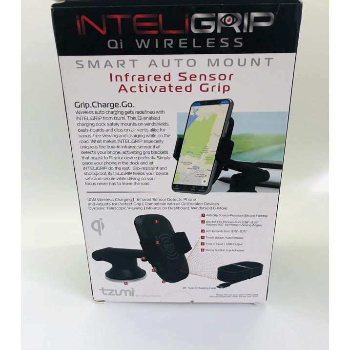 Photo 1 of TZUMI INTELIGRIP Smart Car Mount - Durable Fitted Bracket, Slip Resistant, Shock Proof, Holster Mounts To Dash & Windshield With Telescopic Arm  