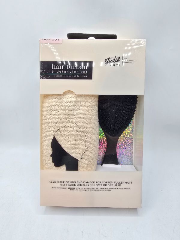 Photo 1 of Studio Dry 2 In 1 Pack 1 Detangling Brush With Peach Turban This Duo Helps Your Hair From Further Damage New