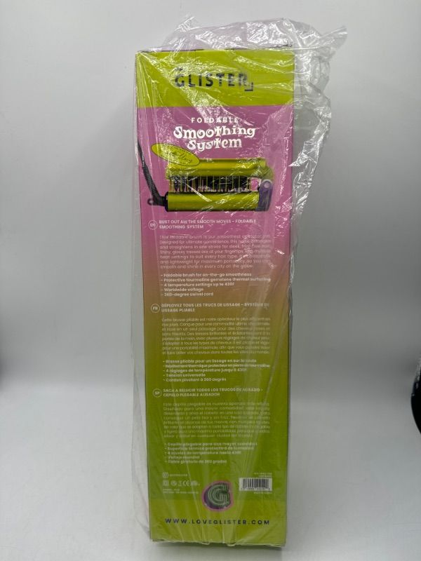 Photo 1 of Glister - Foldable Smoothing System Brush Detangles & Straightens In One Stroke For Sleek Frizz-Free Hair Leaving Hair Shiny & Glossy  Has a Protective Tourmaline Gemstone Thermal Surfacing Temperature Settings Up To 430°F 360° Swivel Cord New