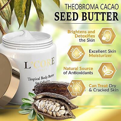 Photo 1 of Tropical Body Butter 8.4oz/250ml Daily Use Non Greasy Quick Absorbing Provides Essential Skin Nourishment Fragranced with Cacao Seed Butter and Theobroma (Beeswax) Can Treat Dry Cracked Skin New 