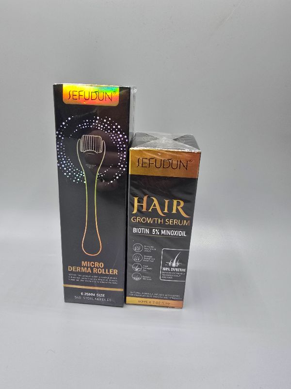 Photo 1 of 5% Minoxidil for Men and Women with Derma Roller, Hair Growth Serum & Beard Growth Kit, Minoxidil Biotin Hair Regrowth Treatment for Thicker, Fuller Hair - Stop Scalp Hair Loss & Thinning - 2.02 oz