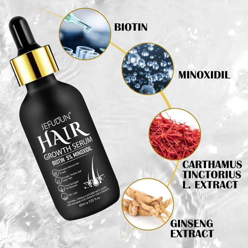 Photo 1 of 5% Minoxidil for Men and Women with Derma Roller, Hair Growth Serum & Beard Growth Kit, Minoxidil Biotin Hair Regrowth Treatment for Thicker, Fuller Hair - Stop Scalp Hair Loss & Thinning - 2.02 oz